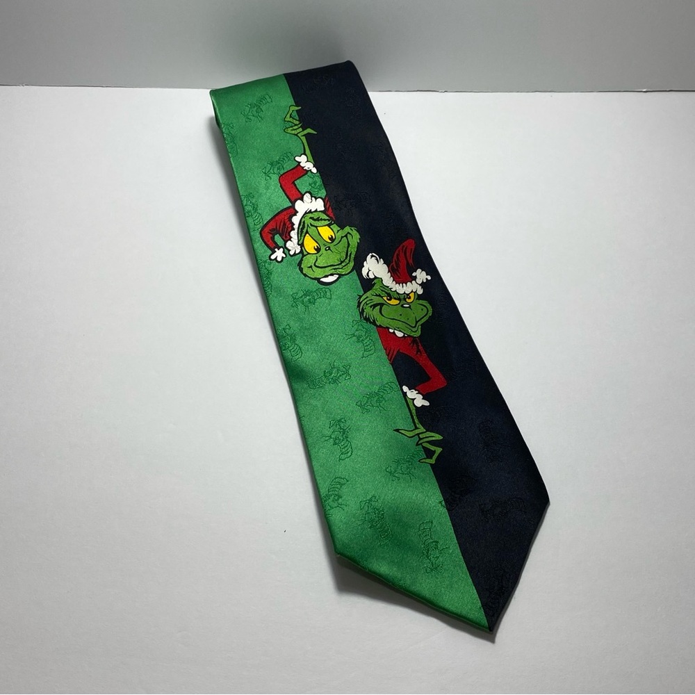 Dr Suess How The Grinch Stole Christmas Mens Novelty Tie Green Black Whoville